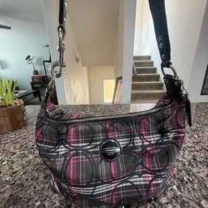 Coach Pink and Black Plaid Women's Bag